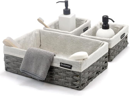 Brookstone Wicker Shelf Storage Basket Decorative Shelf Bin, bathroom organizers and storage, Boho Living Room Decor, Spring Storage 2026-3 Piece Set