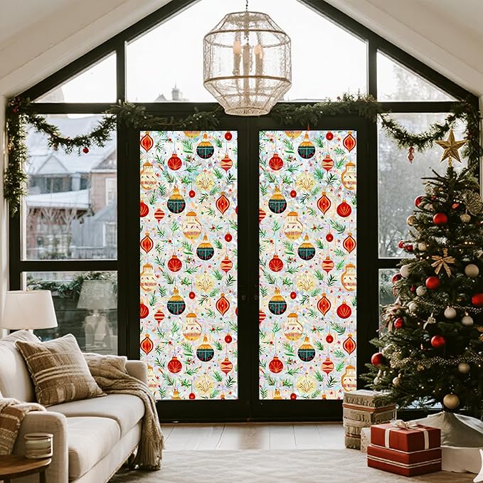 Rainbow Window Privacy Film,Heat Control,UV Blocking,Anti-Glare,Day & Night Privacy Protection & Decoration for Home, Bathroom,Glass Door,Static Cling,Renter-Friendly with Installation Tools