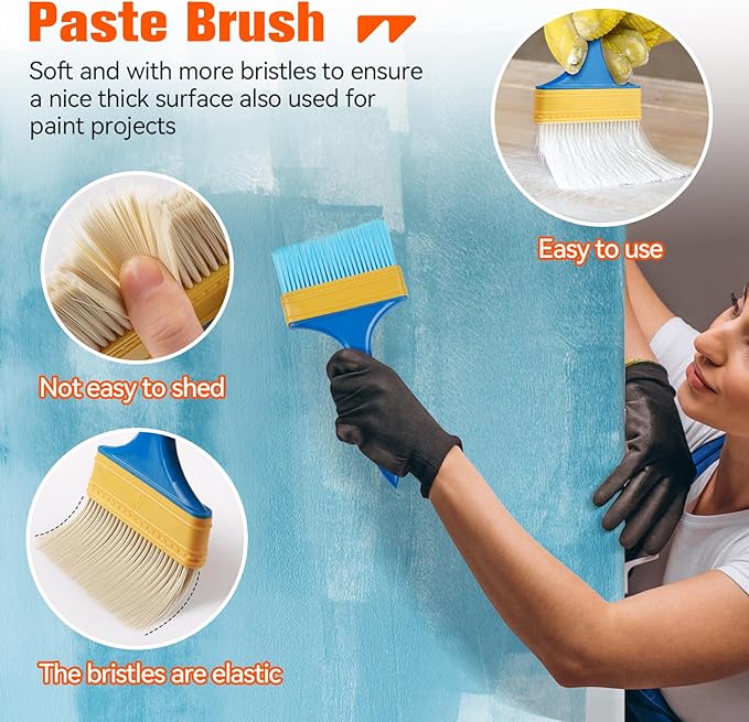 WRAPXPERT Wallpaper Smoothing Tools, Wallpaper Tools for Peel and Stick, Tool Kits for Adhesive Contact Paper, Backsplash Tile, Window Film Installation, with Smoothing Brush, Wall Paper Paste Kit