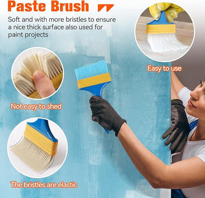 WRAPXPERT Wallpaper Smoothing Tools, Wallpaper Tools for Peel and Stick, Tool Kits for Adhesive Contact Paper, Backsplash Tile, Window Film Installation, with Smoothing Brush, Wall Paper Paste Kit