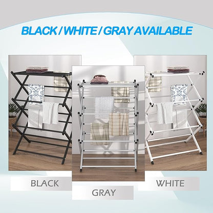 Household Indoor Folding Clothes Drying Rack, Dry Laundry and Hang Clothes,Towel Rack for Storage (White)