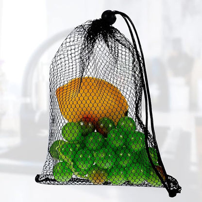 TecUnite 10 Pcs Mesh Bags Drawstring Laundry Bags Large Nylon Mesh Gift Dishwasher Bag with Sliding Drawstring for Kitchen Jewelry Gifts Wedding Favor Home(5.5 x 7.5 Inch,Black)