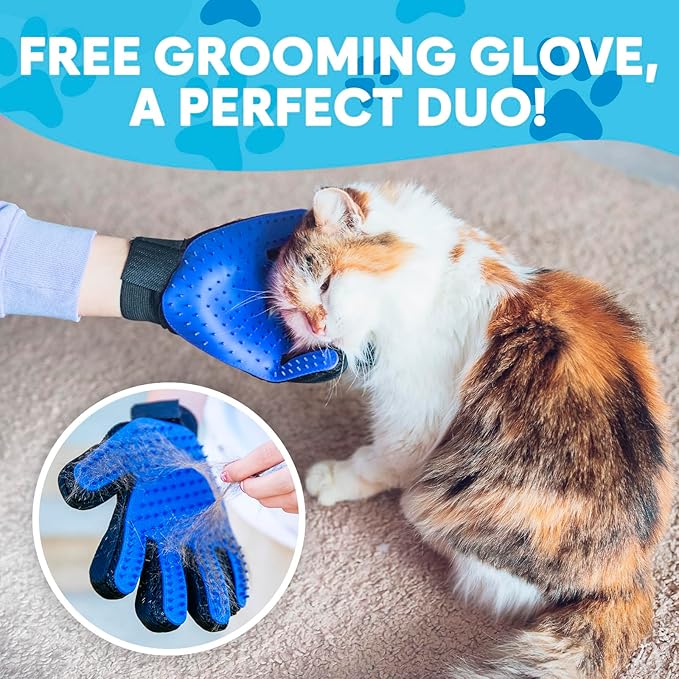 Carpet Rake for Pet Hair Removal – Carpet Scraper & Pet Fur Rake – Dog & Cat - Animal Fur Broom for Rugs & Furniture with Adjustable Lengths - Blue