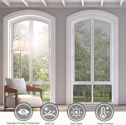 KESPEN Window Film One Way Daytime Privacy Static Cling Heat Control Glass Window Tint Mirror House Film, Silver, 41.3 Inch X 13.1 Feet
