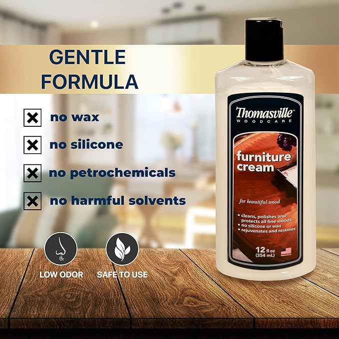 Thomasville Furniture Cream – Use on Hardwood, Laminated or Faux Finished Floors. Shine Restorer Protector, Surface Cleaner House Cleaning Supplies Home Improvement, Natural Look, Cuts Grease 12oz