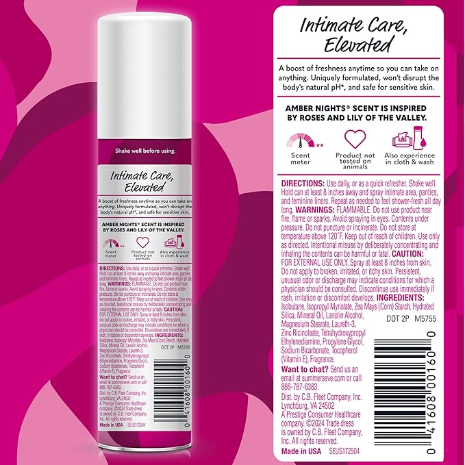 Summer's Eve Amber Nights Daily Feminine Spray with Talc-Free, Odor-Neutralizing and Moisture-Absorbing Formula, 2 Oz