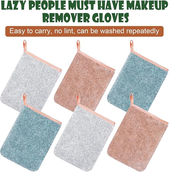 PHOGARY 6 Pack Microfiber Body Wash Mitts, 6×8 Inch Super Absorbent & Soft Face Mitten, Coral Fleece Bath Spa Cloth, Reusable Makeup Remover Mitt Gloves, 3 Colors