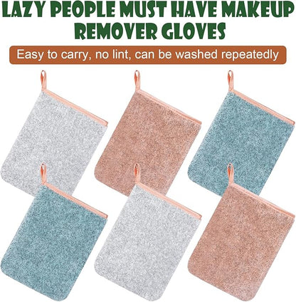 PHOGARY 6 Pack Microfiber Body Wash Mitts, 6×8 Inch Super Absorbent & Soft Face Mitten, Coral Fleece Bath Spa Cloth, Reusable Makeup Remover Mitt Gloves, 3 Colors