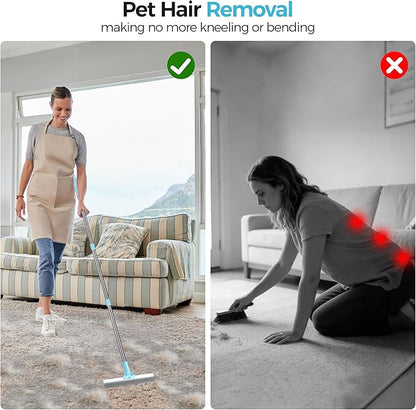 Carpet Rake for Pet Hair Removal, 2026 Upgraded Reusable Pet Hair Remover Broom, 54’’ Adjustable Long Handle Dog & Cat Carpet Rake,2 Pcs Carpet Brush Rake for Rugs, Mats, Couch, Furniture