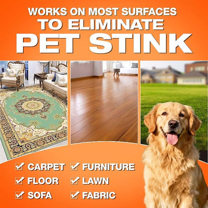 Pet Odor Eliminator, Odor Remover and Pet Spray Fragrance Free Colorless 3.38oz Spray, Safe Highly Effective Carpet and Cat Litter Deodorizer for Dogs and Cats