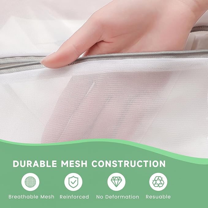4Pcs Mesh Laundry Bags, Durable Laundry Bag, Delicates Bags for Washing Machine College, Dorm, Family, Travel, (1small, 1medium, 1large, 1xx-Large) White