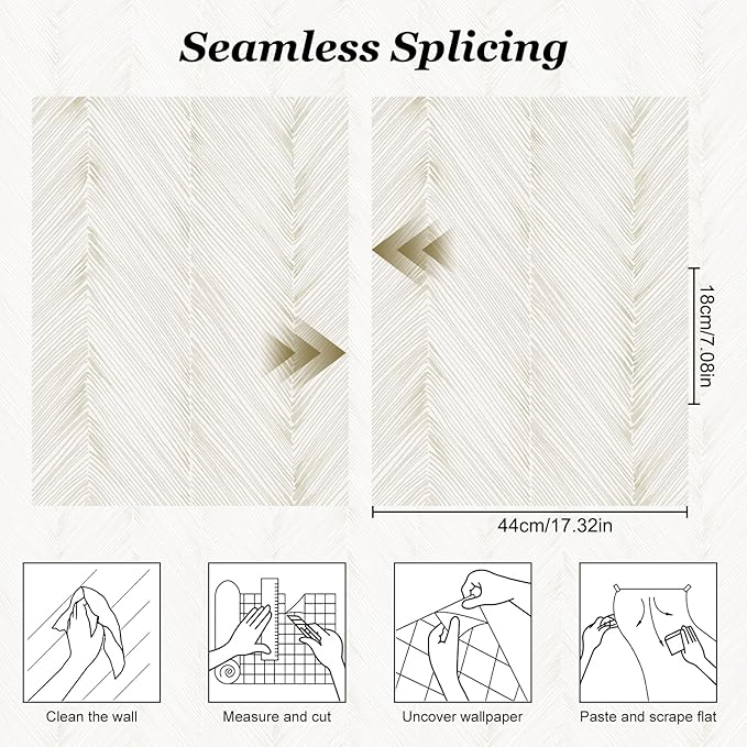Modern Peel and Stick Wallpaper Boho Beige Contact Paper 17.3"x 480" Self-Adhesive Waterproof Neutral Wallpaper Vinyl Roll for Bathroom Bedroom Cabinets Décor