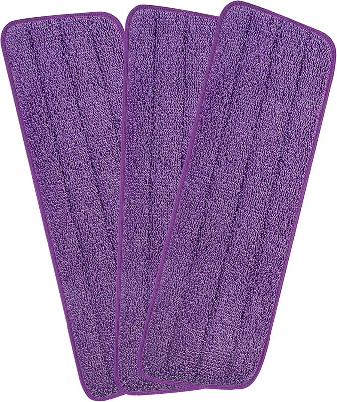 3 Pack 16.5 inch Reusable Mop Pads Microfiber Spray Mop Replacement Heads for Wet/Dry Mops Compatible with Bona Floor Care System (Purple)