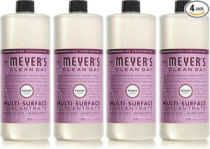 Mrs. MEYER'S CLEAN DAY Multi-Surface Cleaner Concentrate,Use to Clean Floors,Tile,Counters,Peony,32 fl. oz,(Pack of 4)