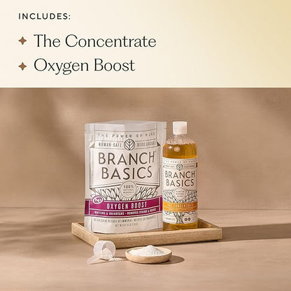 Branch Basics Concentrate (33.8 oz) + Oxygen Boost (4 lbs) | Multi-Surface All Purpose Cleaner Concentrate + Natural Stain Remover, Grout Cleaner | Human-Safe, Fragrance Free