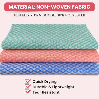 50 Count Disposable Cleaning Cloths, Red - 13.8"x15.8" Ultra Absorbent Towels for Kitchen, Stove & Bathroom - Multi-Purpose Soft Dish Cloths