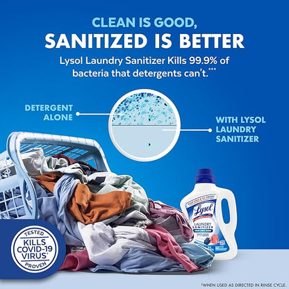Lysol Laundry Sanitizer Additive, Bacteria-Causing Laundry Odor Eliminator, Detergent Additive, Crisp Linen, 90oz