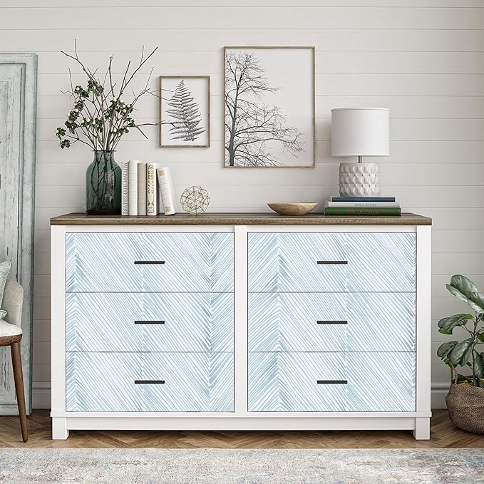 Modern Peel and Stick Wallpaper 17.3"x120" Grey Blue Herringbone Striped Wall Paper Boho Self-Adhesive Removable Contact Paper for Cabinets Bathroom Bedroom Wall Decor
