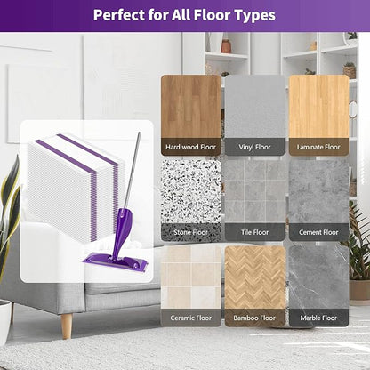 55 Count Wet Jet Pads Refills Compatible with Swiffer WetJet, Disposable Mop Pads for Multi-Surface Floors, Thick & Super Absorbent Wet Mop Refills for Hardwood, Tile, Laminate Cleaning