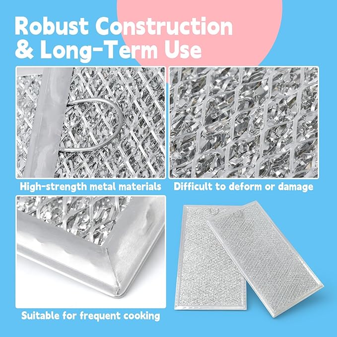 2Pcs Microwave Grease Filters Compatible with KitchenAid KMHC319ESS0 KMHC319ESS06 KMHC319ESS1 KMHC319ESS2 KMHC319ESS3 KMHC319ESS4 KMHC319ESS5 KMHC319EWH0 Microwave Oven Replacement Filter