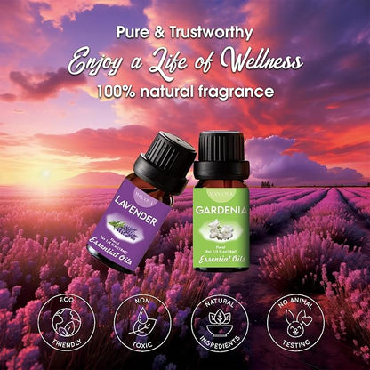 Floral Essential Oils Set for Diffusers & Candle Making - 6x10ml Natural Botanical Blends with Rose, Lavender, Lilac, Jasmine, Gardenia, Cherry Blossom Scents