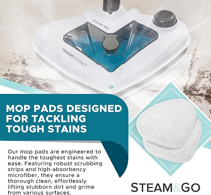 Steam & Go Premium Microfiber Pads for Steam Mops, Floor Steamers, and Carpet Steamers - Washable & Reusable - 2 Pack