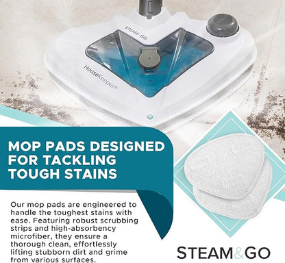 Steam & Go Premium Microfiber Pads for Steam Mops, Floor Steamers, and Carpet Steamers - Washable & Reusable - 2 Pack