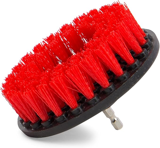 Grout Cleaner 5 Inch Flat Drill Brush | Tile and Grout Cleaner Tool Drill Brush Attachment | Bathroom and Shower Scrubber | Stiff Nylon Bristles Remove Soap Scum | Baseboard Cleaner Tool