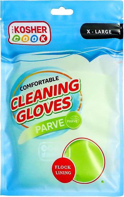 The Kosher Cook Parve Green Nitrile Cleaning Gloves- Comfortable Flock Lining and Top Durability for Dishwashing and Household – X-Large – Color Coded Home and Kitchen Accessories
