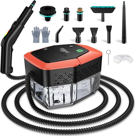 Steam Cleaner,1.9 Quart Tank,3-Level Adjustable Handle,2500W Portable Steamer with 4Bar High-Pressure & Temperature for Grout,Tile,Floor,Shower,Bathroom,Furniture Cleaning (12 Accessories)
