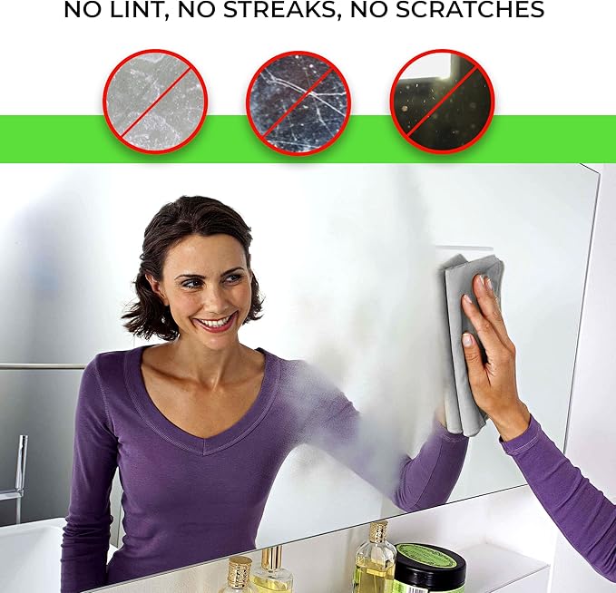 TILO Microfiber Cleaning Cloth – 19x13 Inch Ultra-Absorbent, Streak-Free, Lint-Free, Reusable Polishing Cloth for Dust, Grease, Dirt, and Delicate Surfaces – Non-Abrasive – Grey