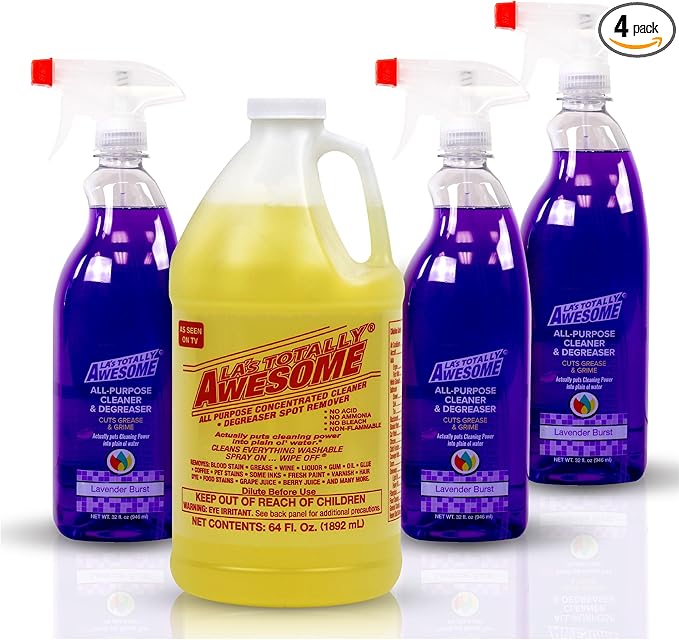 La's Totally Awesome All Purpose Cleaner 64 oz + All Purpose Cleaner Lavender Burst Plant-Derived Spray 32oz (Pack of 3)