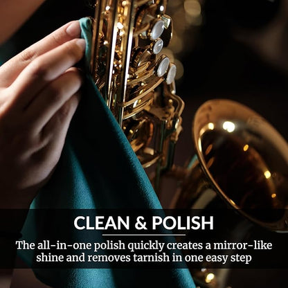 HOPE'S Brass Polish and Cleaner, Prevents Tarnish, Safe for Brass, Copper, Chrome, and Sterling Silver, Metal Polish for Cymbals, Trombone, Trumpet, and Other Instruments, 8 oz, Pack of 2
