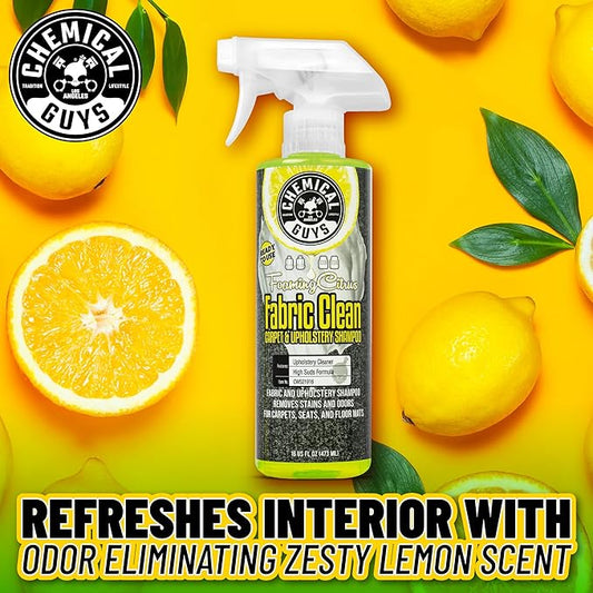 Chemical Guys Foaming Citrus Fabric Clean Carpet & Upholstery Cleaner, Ready to Use, Sprayable (for Carpets, Seats & Floor Mats), Safe for Cars, Home, Office, & More, 32 fl oz, Citrus Scent