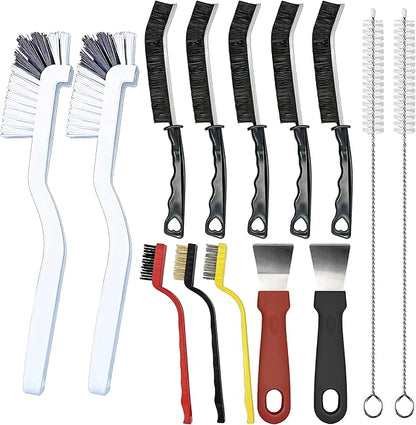 14Pcs Crevice Cleaning Brush Set, Hard Bristle Scrub Brushes Tools, V Shape Grout Cleaner Brush, Multi-Purpose Cleaning Tool for Cleaning Kitchens, Bathrooms, Tile, Sinks, Cups, Straws, and Windows