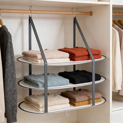 Sweater Drying Rack Hanging on Door Dryer Flat Portable Collapsible Mesh Large Laundry Clothes Drying Rack Room Organization 3 Tier