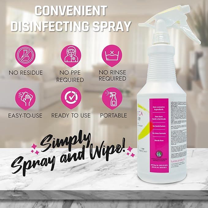LUCAS-CIDE Ready To Use All Purpose Cleaner - Home Essentials Cleaning Supplies For Everyday Hygiene - Fresh Citrus Scented Disinfecting Spray Bathroom Cleaner, Glass Cleaner, Floor Cleaner, etc.