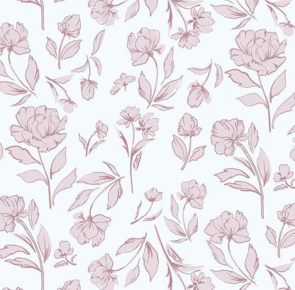 Timeet Floral Peel and Stick Wallpaper Pink and White Wallpaper Removable Self-Adhesive Contact Paper for Bedroom Bathroom Vintage Wall Paper for Walls Covering 17In×196.8In
