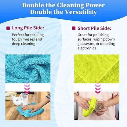 FIXSMITH Microfiber Cleaning Cloth - Pack of 24, Multi-Functional Towels, Size: 12 x 16 in, Highly Absorbent Rags, Lint-Free, Streak-Free for Car, Kitchen, Home, Office