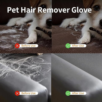 Pet Hair Removal Glove for Cats & Dogs, Electrostatic Pet Hair Gloves, Reusable Pet Hair Remover Tool, Animal Hair Remover for Furniture, Clothing, Couch, Carpet, Car Seat - 1PCS