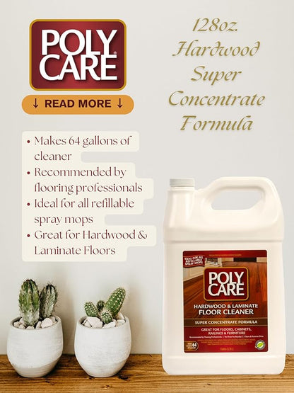 Hardwood Floor Cleaner Super Concentrate - 128 Fl Oz - Fresh- Dilute Concentrate with Water for Spray Mops and Spray Bottles - Residue-Free Floor Cleaning Solution