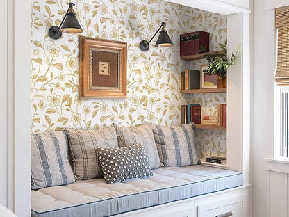 Heroad Floral Wallpaper Peel and Stick White and Gold Contact Paper Boho Peel and Stick Modern Clearance Wall Paper for Cabinets and Drawers Waterproof Self Adhesive 17.3" x 336"