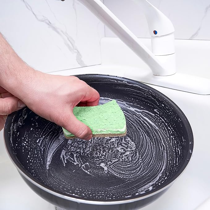 Kitchen Sponges for Washing Dishes, Non-Scratch Cellulose Dish Scrub Sponges, Cleaning Sponges for Household Use, Safe Cleaning Products, Kitchen Sponges Pack of 2, by Superio