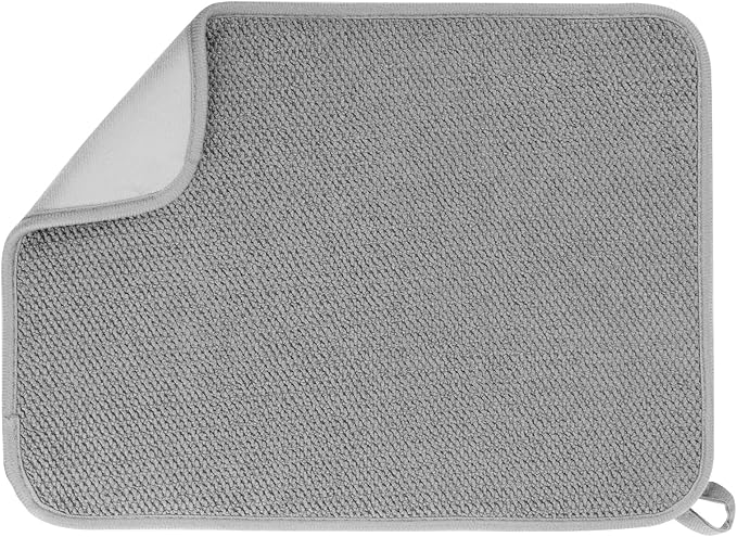 GeeRic Microfiber Dish Drying Mat, Super Absorbent Kitchen Dish Drying Pad for Mother's Day, Reversible Gift Mats for Countertop, 17.8 * 23.6 inch Gray