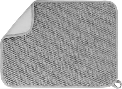 GeeRic Microfiber Dish Drying Mat, Super Absorbent Kitchen Dish Drying Pad, Reversible for Countertop, 15*20 inch Gray