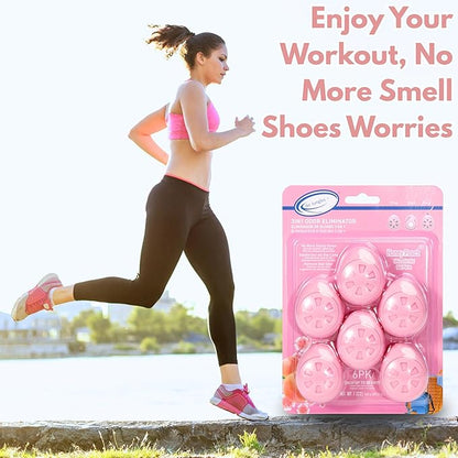 Air Jungles Shoe Deodorizer Balls 6 Ct, Honey Peach Scent, Odor Remover Balls for Sneakers, Gym Bags, Lockers, Closets, Hampers, and Drawers, Essential Oil Provides Natural Freshness