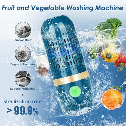 Cudinham Fruit and Vegetable Purifier Cleaner Washing Machine Upgraded Capsule Shape Disinfection OH-ion Purification Technology for Cleaning Grains Rice Meat Seafood, Forest Green