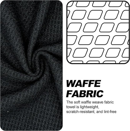 Small Magnetic Golf Towel with Clip, Microfiber Waffle Design - Industrial Strength Magnet for Glof Balls, Golf Bags, Carts Clubs - Black
