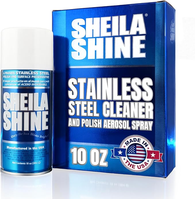 Sheila Shine 10oz Stainless Steel Cleaner and Polish - Cleans, Polishes & Protects Kitchen Appliances, Refrigerators, Sinks, Ovens & Grills - Residue, Streak Free Shine - Spray Stainless Steel Cleaner