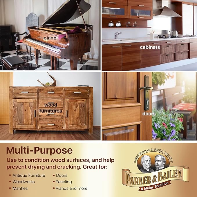 Parker & Bailey Furniture Cream, Floor & Furniture Cleaner, Quick Shine Restorer for Cabinets, Tables & Surfaces, 16 oz.